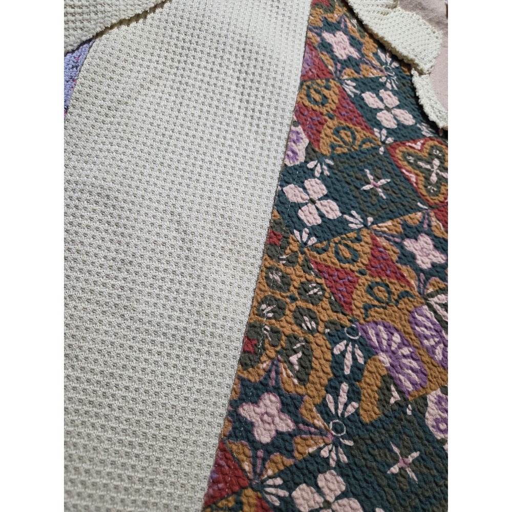 Pol Patchwork Floral Print Pullover Top Waffle Kn… - image 4